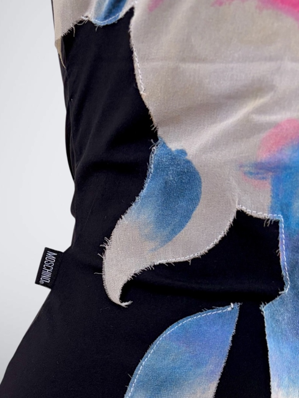 RARE Archival Vintage Moschino Betta Fish Graphic Top Distressed Mesh Overlay Y2 - Picture 5 of 13